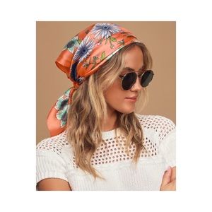 NEW Lulu’s Growing Love Coral Pink Multi Floral Print Handkerchief Scarf